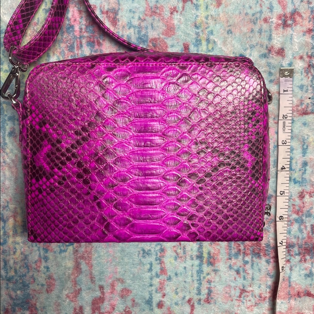 Exotic Python Pink Authentic Snakeskin Crossbody … - image 4
